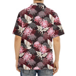 Japanese Cranes And Chrysanthemums Print Aloha Shirt