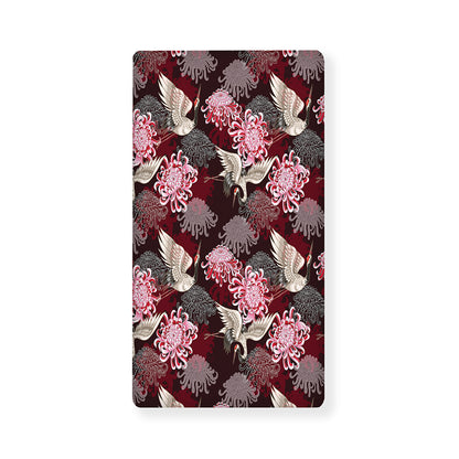 Japanese Cranes And Chrysanthemums Print Baby Crib Sheet