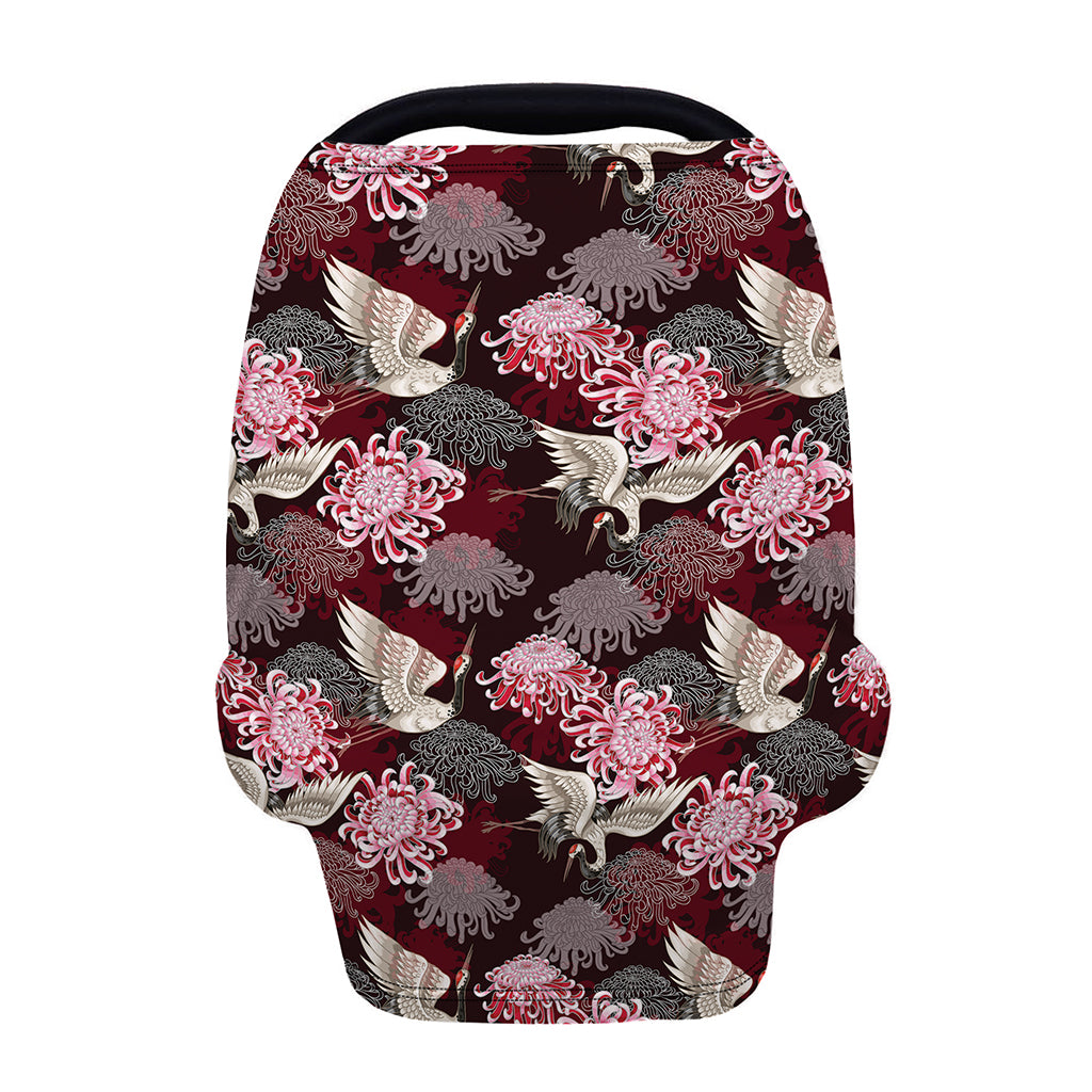 Japanese Cranes And Chrysanthemums Print Baby Seat Cover
