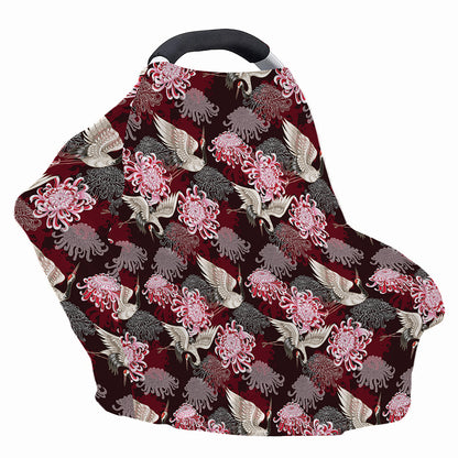Japanese Cranes And Chrysanthemums Print Baby Seat Cover
