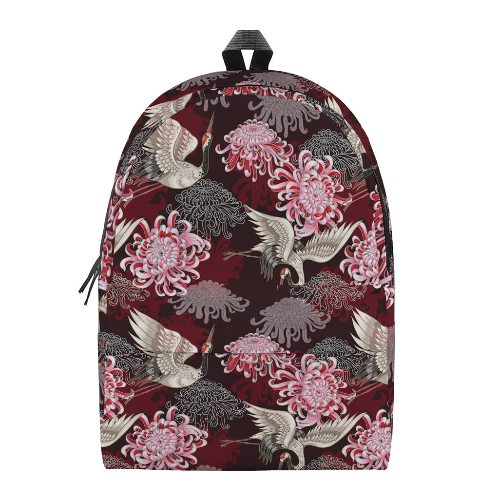Japanese Cranes And Chrysanthemums Print Backpack