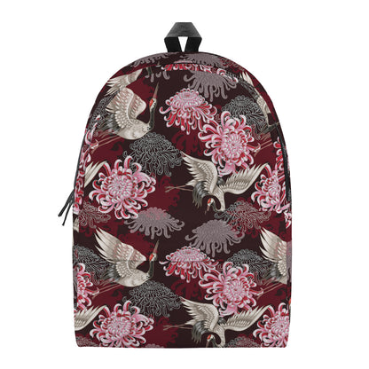 Japanese Cranes And Chrysanthemums Print Backpack
