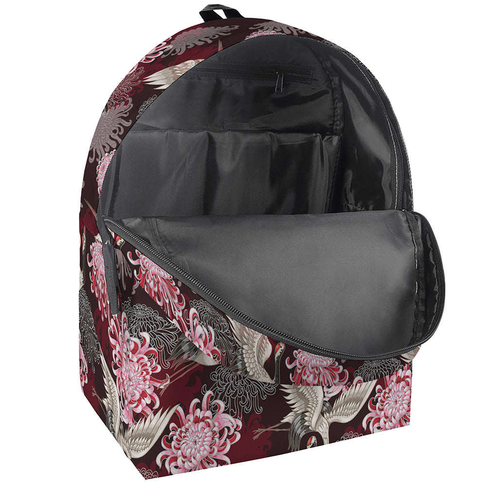 Japanese Cranes And Chrysanthemums Print Backpack