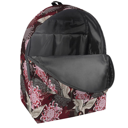 Japanese Cranes And Chrysanthemums Print Backpack