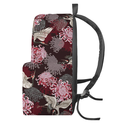 Japanese Cranes And Chrysanthemums Print Backpack