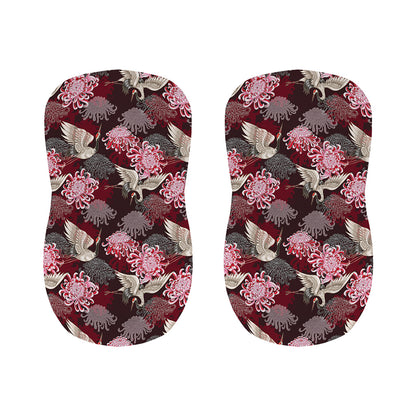 Japanese Cranes And Chrysanthemums Print Bar Stool Covers