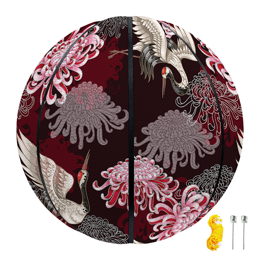 Japanese Cranes And Chrysanthemums Print Basketball