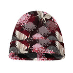 Japanese Cranes And Chrysanthemums Print Beanie