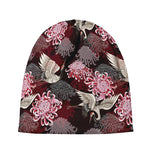 Japanese Cranes And Chrysanthemums Print Beanie