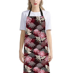 Japanese Cranes And Chrysanthemums Print Bib Apron With Pocket