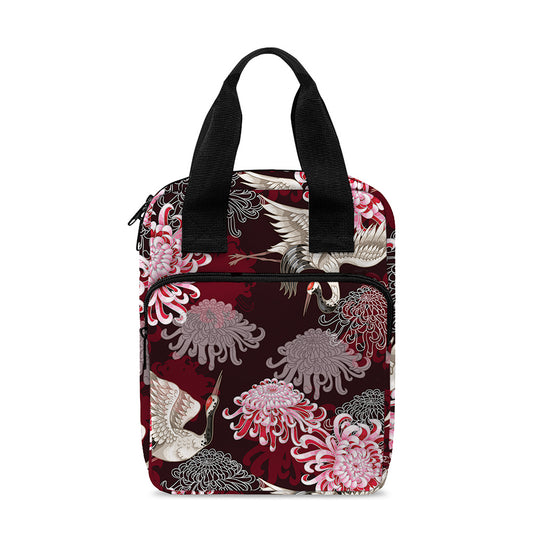 Japanese Cranes And Chrysanthemums Print Bible Tote Bag