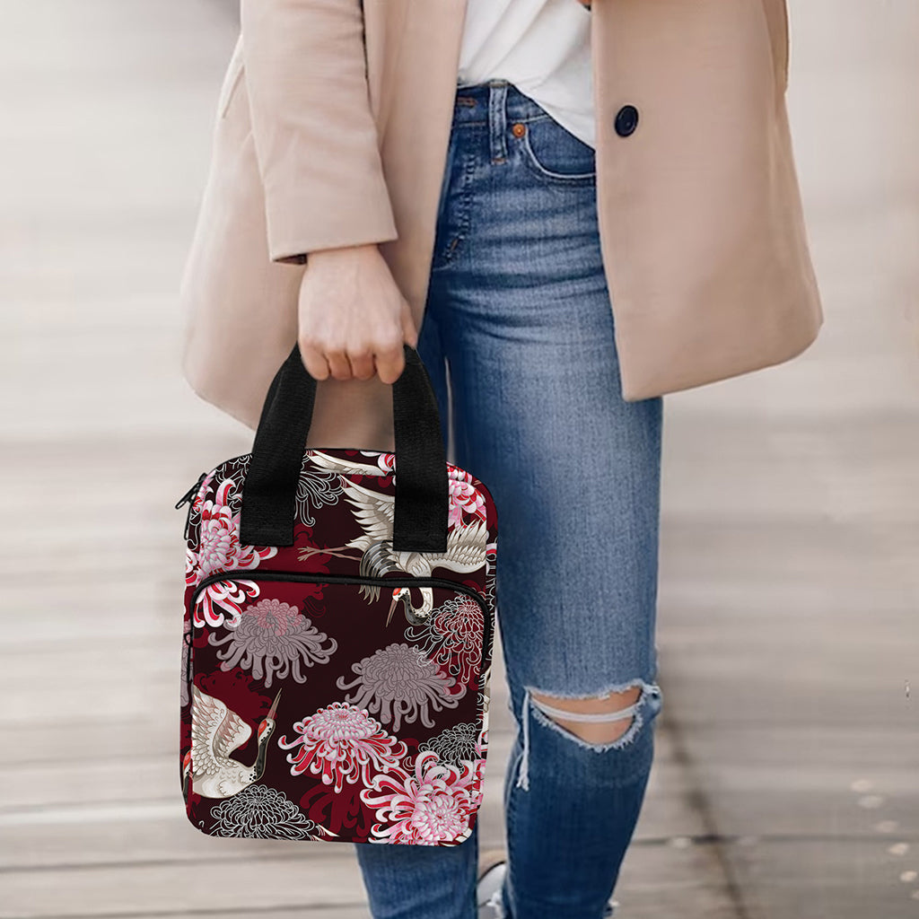 Japanese Cranes And Chrysanthemums Print Bible Tote Bag