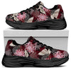 Japanese Cranes And Chrysanthemums Print Black Chunky Shoes
