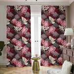 Japanese Cranes And Chrysanthemums Print Blackout Pencil Pleat Curtains