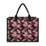 Japanese Cranes And Chrysanthemums Print Canvas Tote Bag