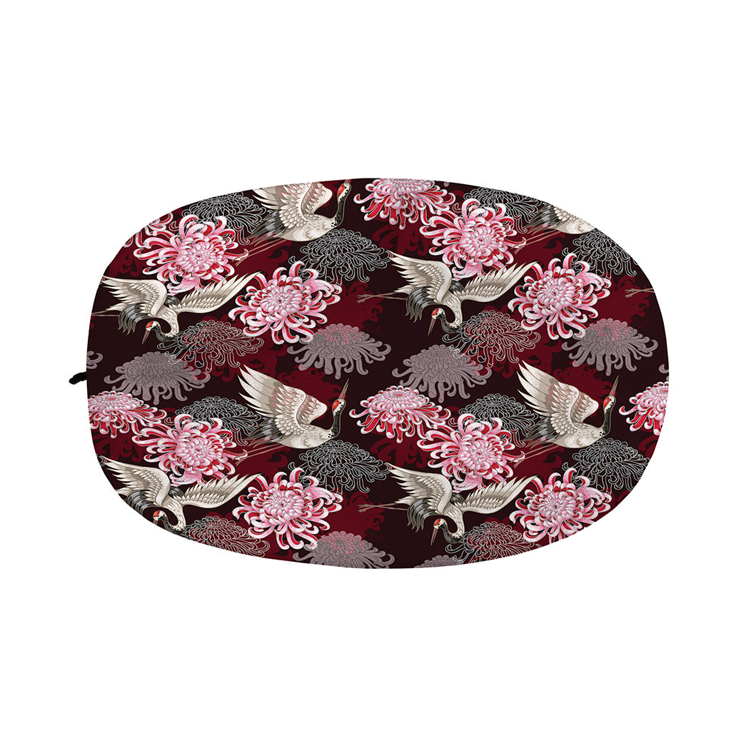 Japanese Cranes And Chrysanthemums Print Car Side Mirror Covers