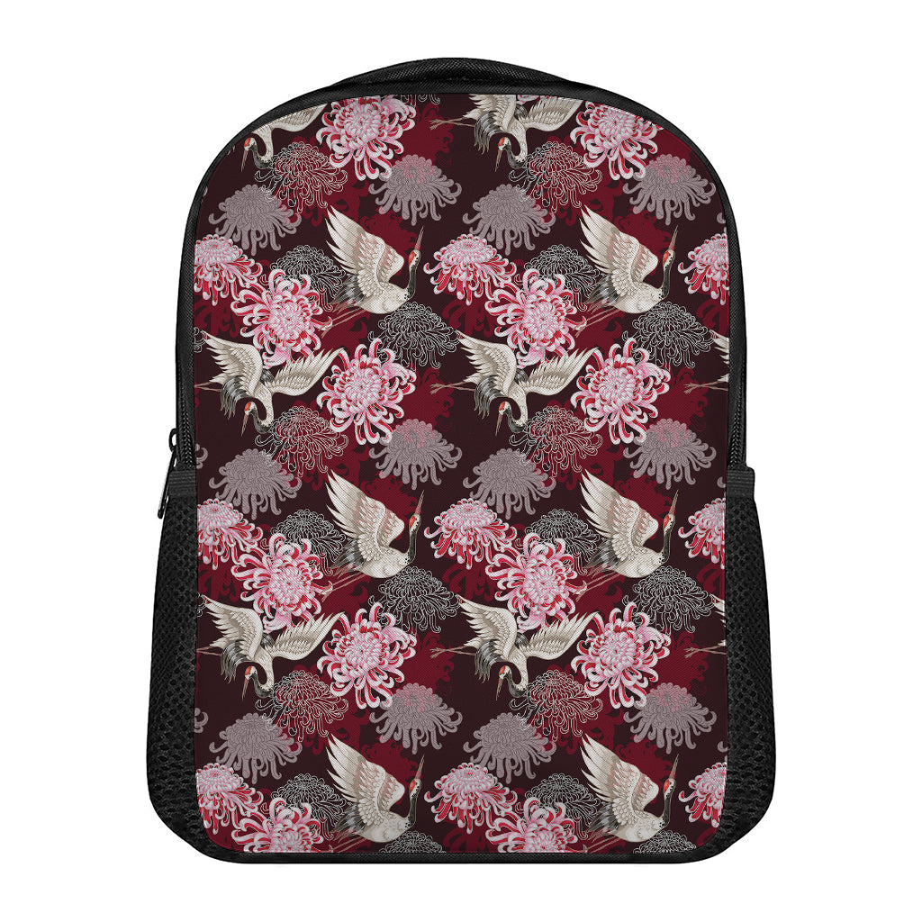 Japanese Cranes And Chrysanthemums Print Casual Backpack