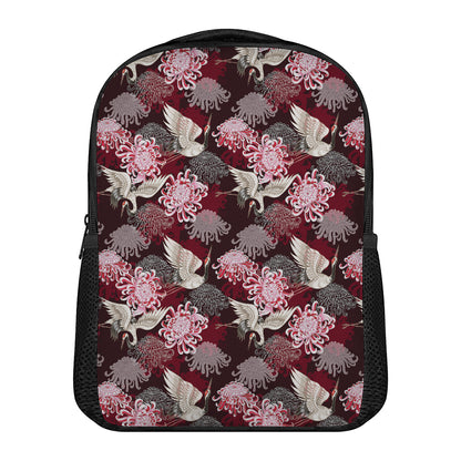 Japanese Cranes And Chrysanthemums Print Casual Backpack