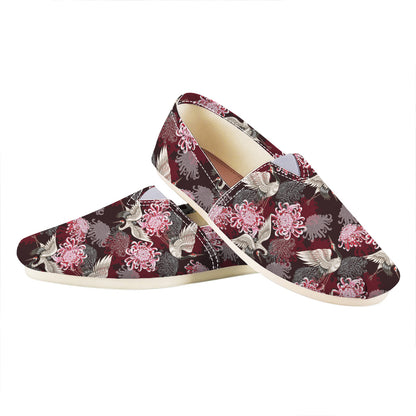 Japanese Cranes And Chrysanthemums Print Casual Shoes
