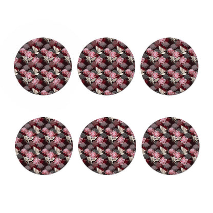 Japanese Cranes And Chrysanthemums Print Coaster Set