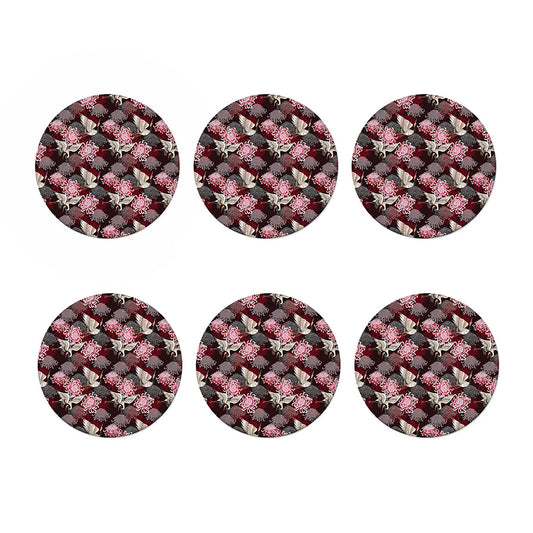 Japanese Cranes And Chrysanthemums Print Coaster Set
