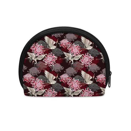 Japanese Cranes And Chrysanthemums Print Coin Purse