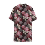 Japanese Cranes And Chrysanthemums Print Cotton Hawaiian Shirt