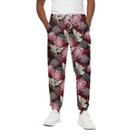 Japanese Cranes And Chrysanthemums Print Cotton Pants