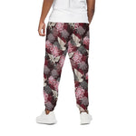 Japanese Cranes And Chrysanthemums Print Cotton Pants