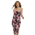 Japanese Cranes And Chrysanthemums Print Cross Back Cami Dress
