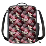 Japanese Cranes And Chrysanthemums Print Crossbody Lunch Bag