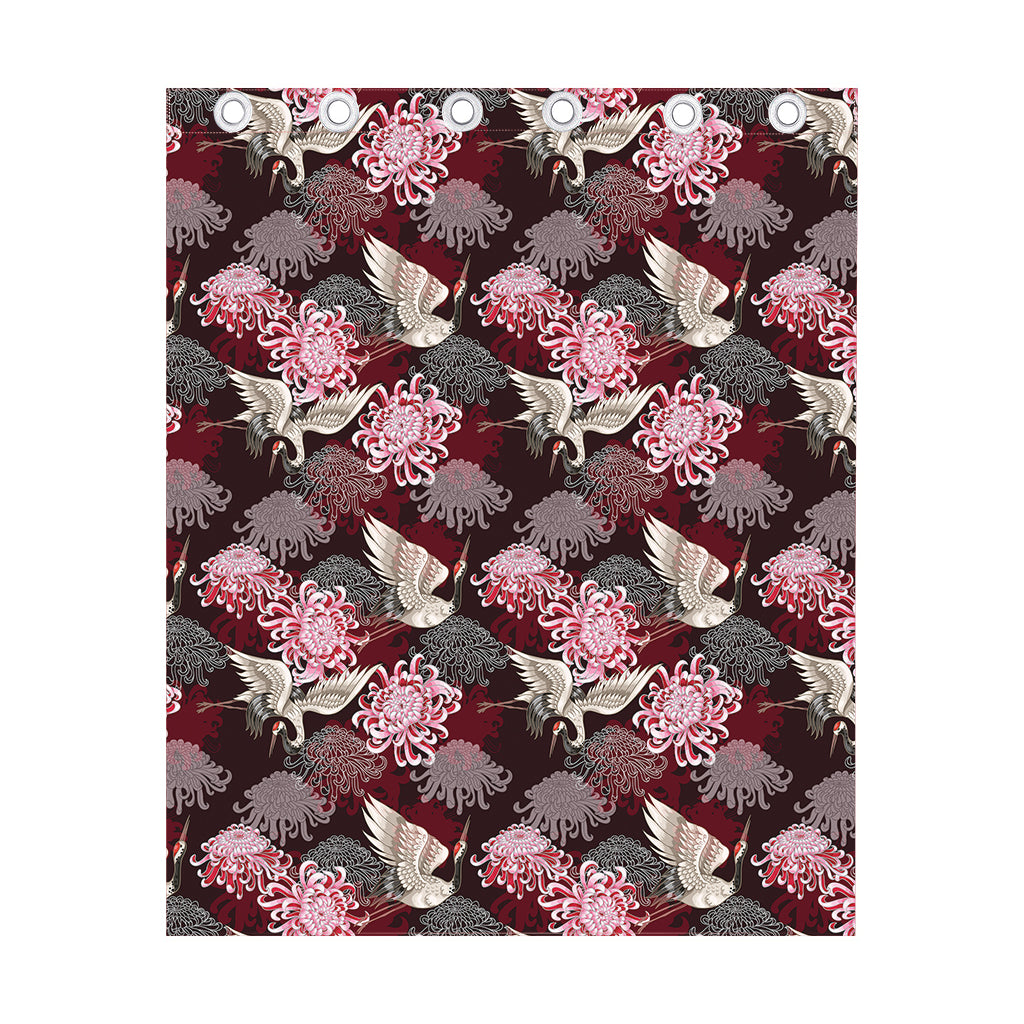 Japanese Cranes And Chrysanthemums Print Curtain