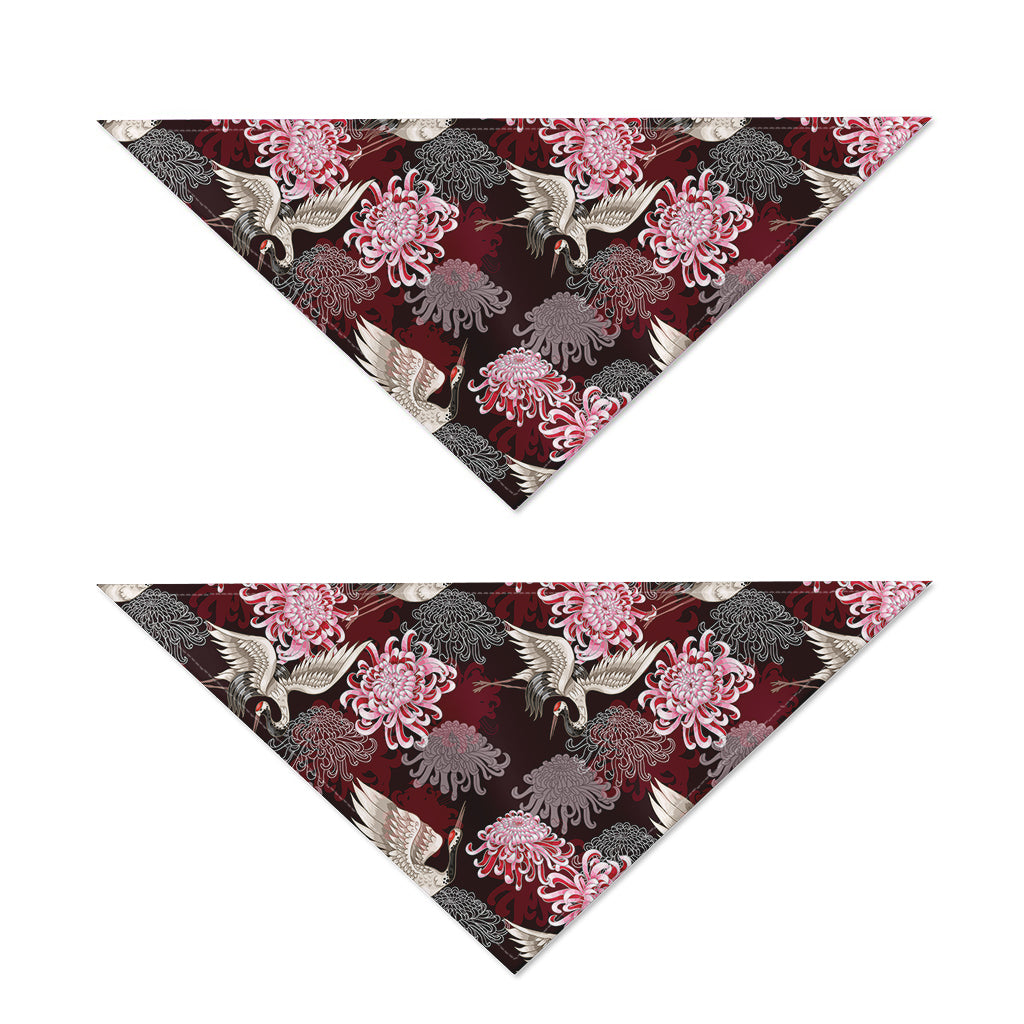 Japanese Cranes And Chrysanthemums Print Dog Bandana