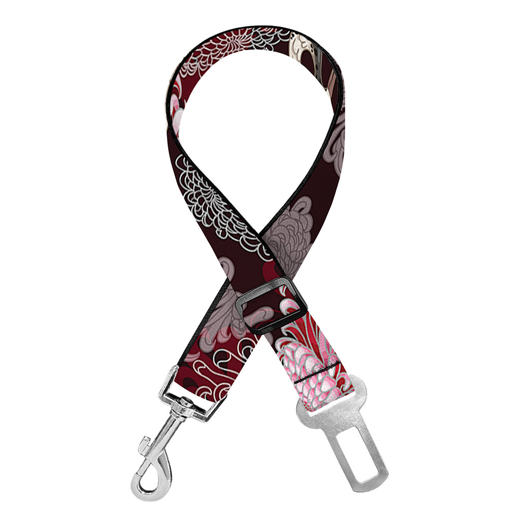 Japanese Cranes And Chrysanthemums Print Dog Seat Belt