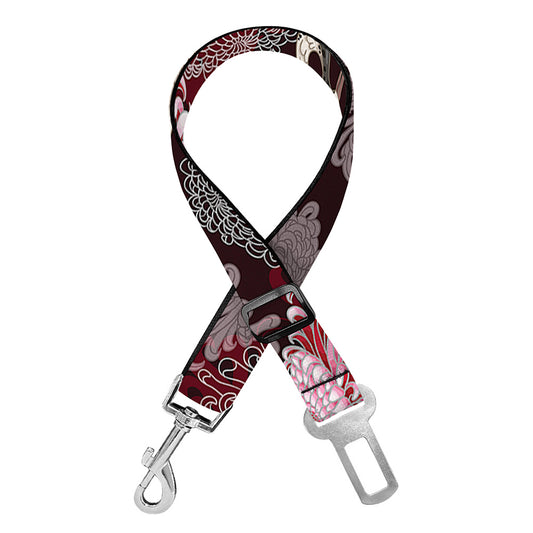 Japanese Cranes And Chrysanthemums Print Dog Seat Belt