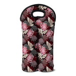 Japanese Cranes And Chrysanthemums Print Double Neoprene Wine Tote