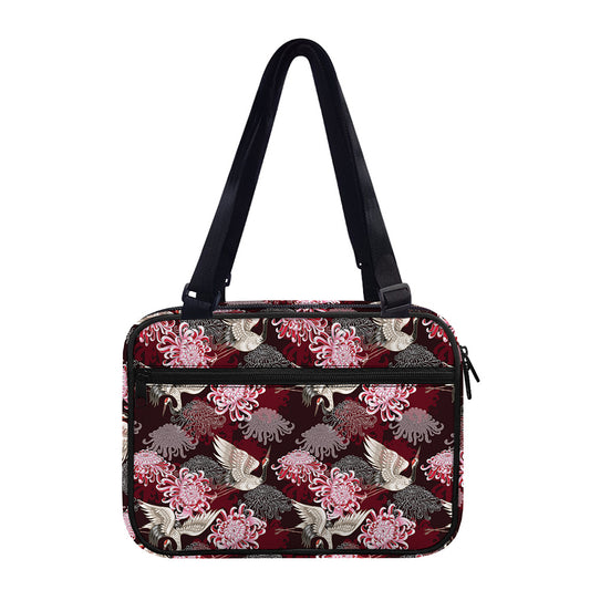 Japanese Cranes And Chrysanthemums Print Double Strap Bible Bag