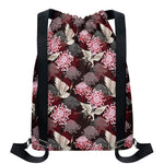 Japanese Cranes And Chrysanthemums Print Drawstring Backpack