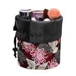 Japanese Cranes And Chrysanthemums Print Drawstring Makeup Bag