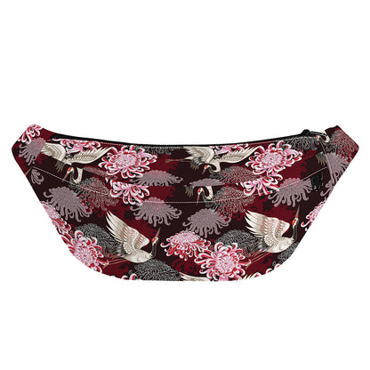 Japanese Cranes And Chrysanthemums Print Fanny Pack