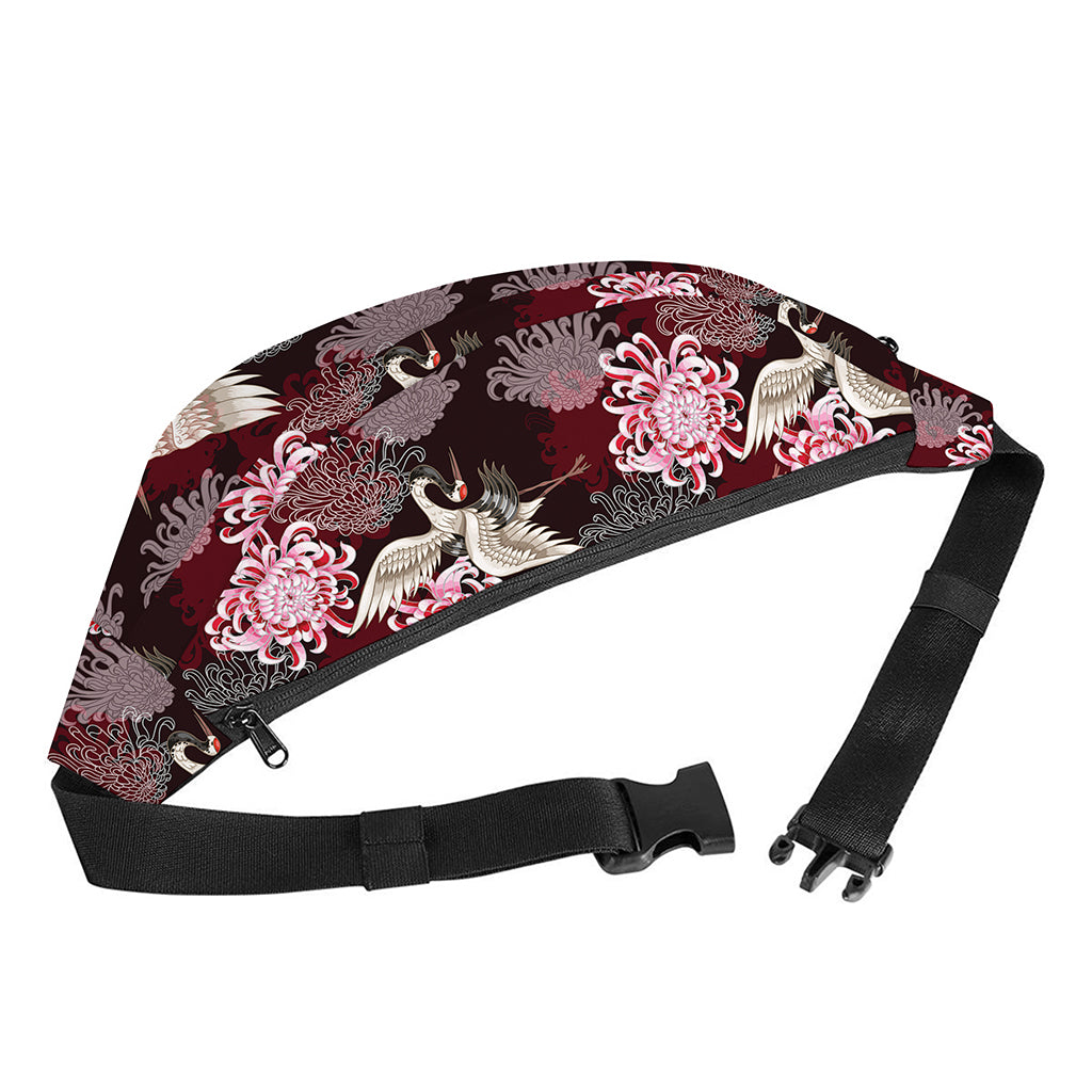Japanese Cranes And Chrysanthemums Print Fanny Pack