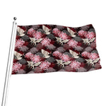 Japanese Cranes And Chrysanthemums Print Flag