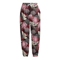 Japanese Cranes And Chrysanthemums Print Fleece Lined Knit Pants