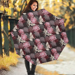 Japanese Cranes And Chrysanthemums Print Foldable Umbrella