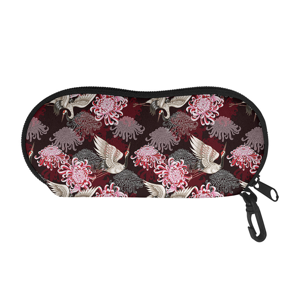 Japanese Cranes And Chrysanthemums Print Glasses Case