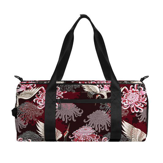 Japanese Cranes And Chrysanthemums Print Gym Bag