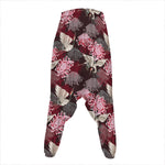 Japanese Cranes And Chrysanthemums Print Hammer Pants