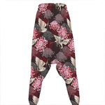 Japanese Cranes And Chrysanthemums Print Hammer Pants