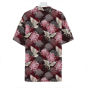 Japanese Cranes And Chrysanthemums Print Hawaiian Shirt