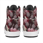 Japanese Cranes And Chrysanthemums Print High Top Leather Sneakers